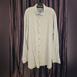 Visconti Black Long Sleeve Shirt. 2XLT. Blue & Gray Plaid on White